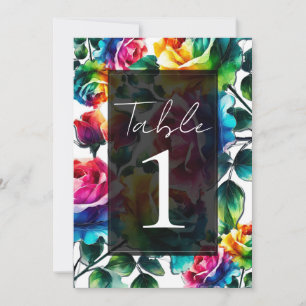 Rainbow Roses Black & White Vibrant Floral Wedding Invitation