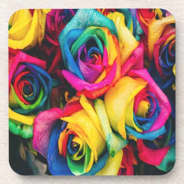 Rainbow Roses Bouquet Coaster (Front)