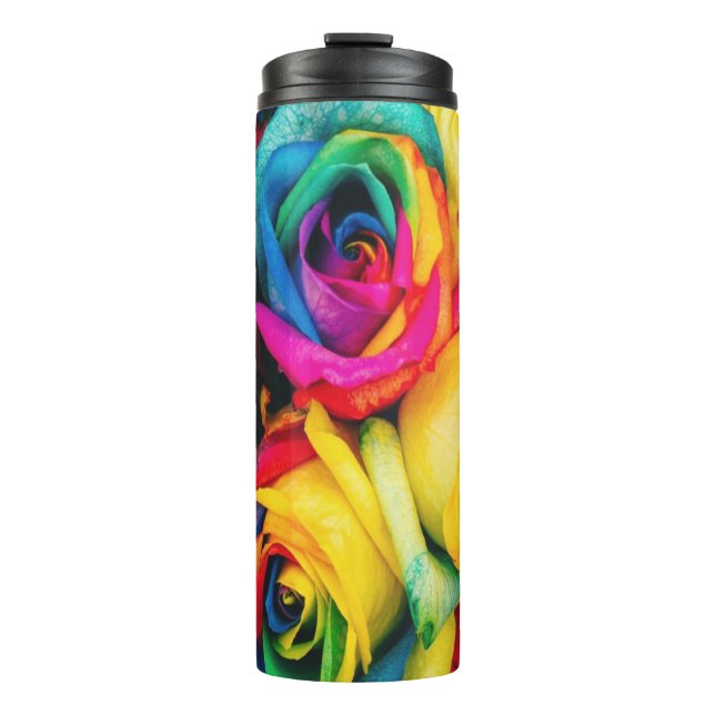 Rainbow Roses Bouquet Thermal Tumbler (Front)