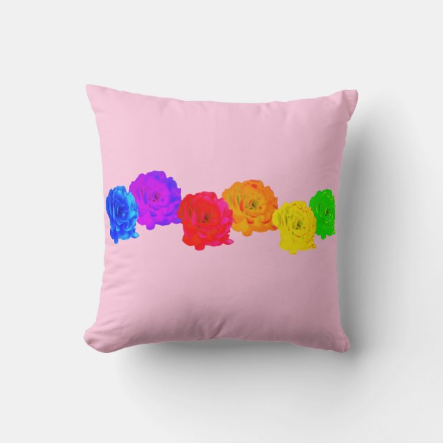 Rainbow Roses Cushion (Front)