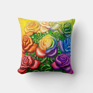 Rainbow Roses Cushion