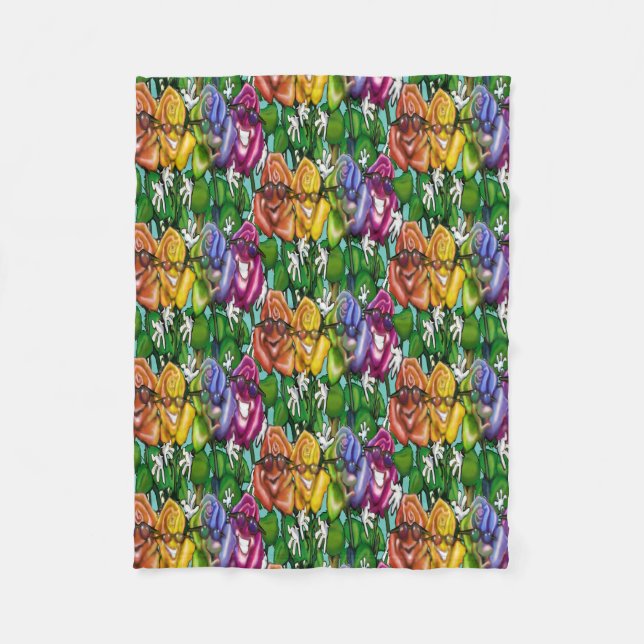 Rainbow Roses Fleece Blanket (Front)