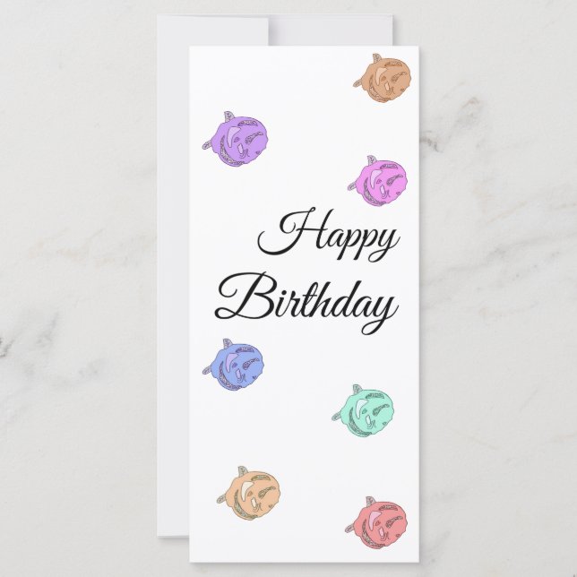 Rainbow Roses Happy Birthday Flat Card (Front)