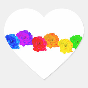 Rainbow Roses  Heart Sticker