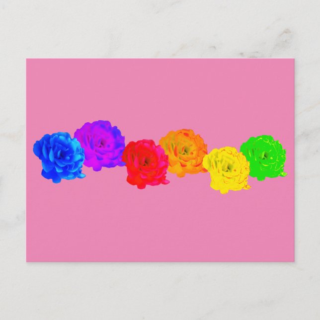 Rainbow Roses Holiday Postcard (Front)