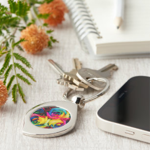Rainbow Roses Key Ring