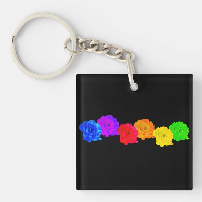 Rainbow Roses Key Ring (Front)
