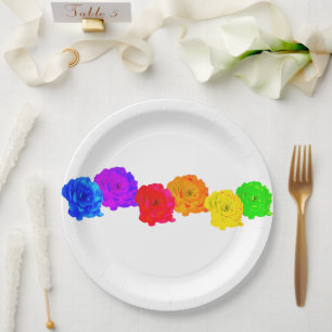 Rainbow Roses Paper Plate