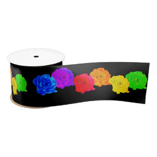 Rainbow Roses Satin Ribbon