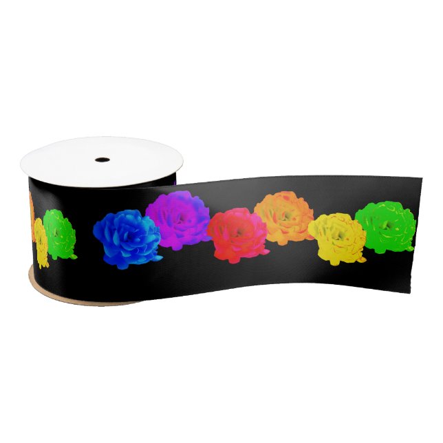 Rainbow Roses Satin Ribbon (Spool)