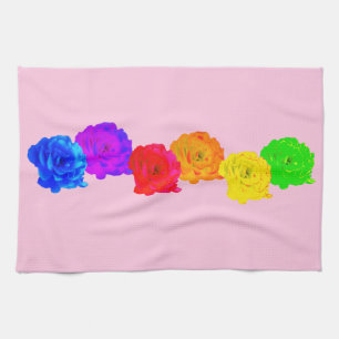 Rainbow Roses   Tea Towel