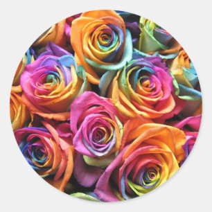 Rainbow Roses Wedding Envelope Seals and Stickers
