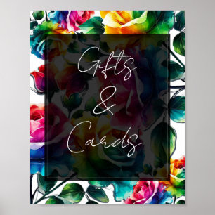 Rainbow Roses Wedding Gifts & Cards Table Sign