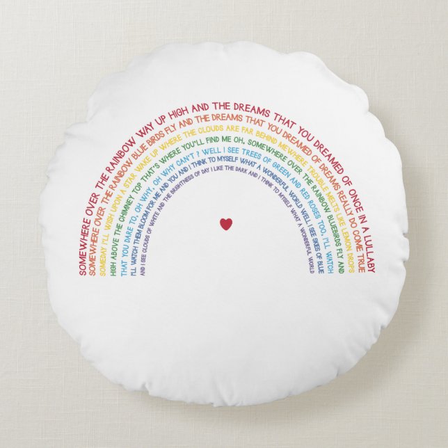 Rainbow Round Throw Pillow, Somewhere Over Rainbow Round Cushion (Front)