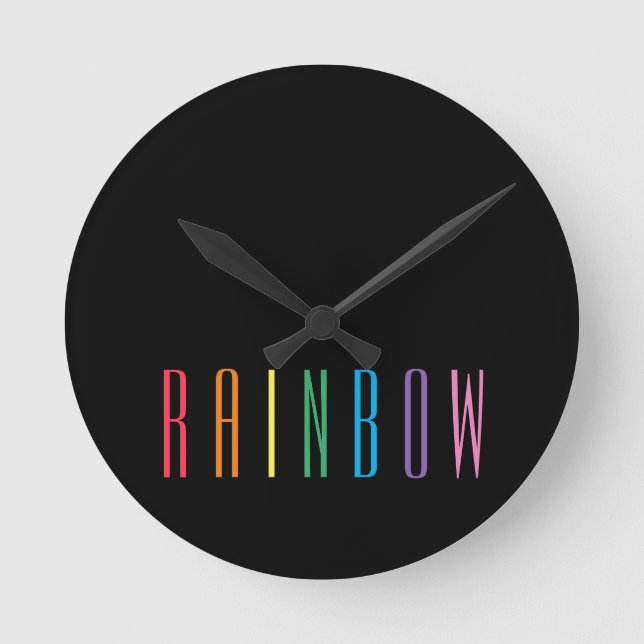 RAINBOW Round Wall Clock / Black (Front)