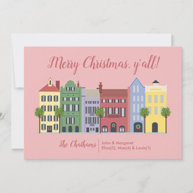 Rainbow Row Charleston SC Christmas Card (Front)