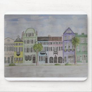 Rainbow Row Charleston SC Watercolor Mouse Mat