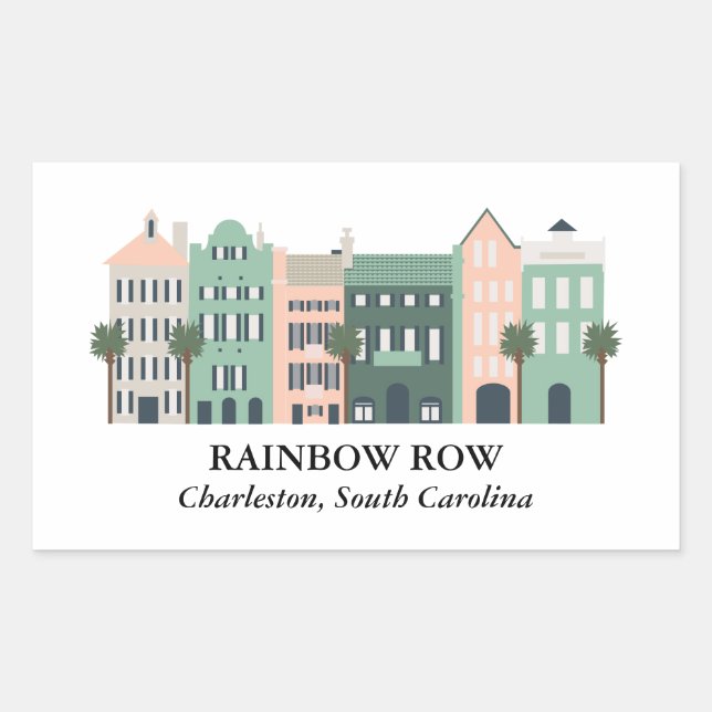 Rainbow Row Charleston South Carolina Sticker (Front)