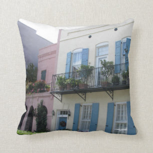 Rainbow Row Houses, Charleston SC Pillow