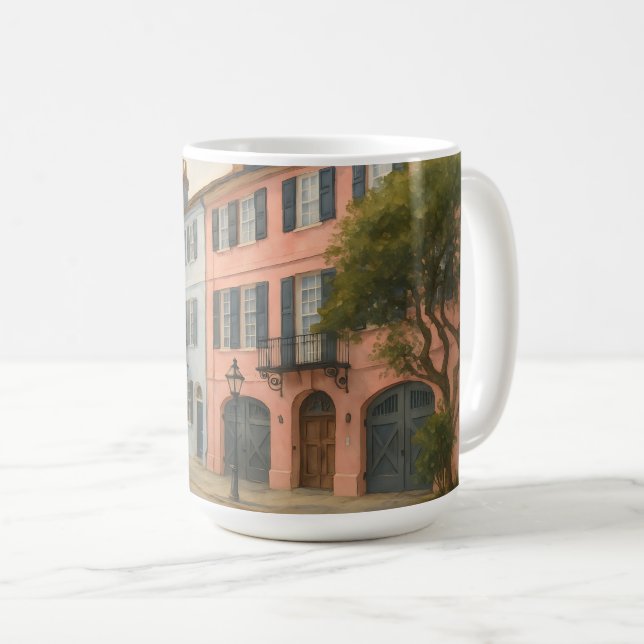 Rainbow Row of Charleston Watercolor Coffee Mug (Front Right)