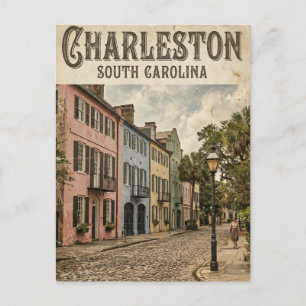 Rainbow Row USA Postcard