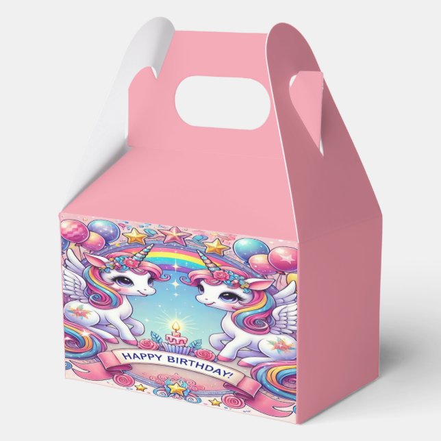 Rainbow Royalty Unicorns Favour Box (Back)