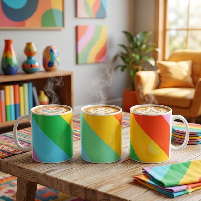 Rainbow Rush | Diagonal Pride Stripes Classic Mug (Creator Uploaded)