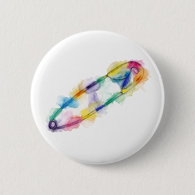 Rainbow Safety Pin Button (Front)