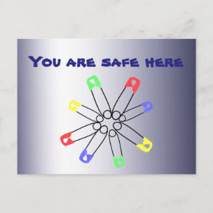 Rainbow Safety Pin Solidarity Blue Red Green Postcard