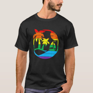 Rainbow Sailboat Palm Tree T-Shirt