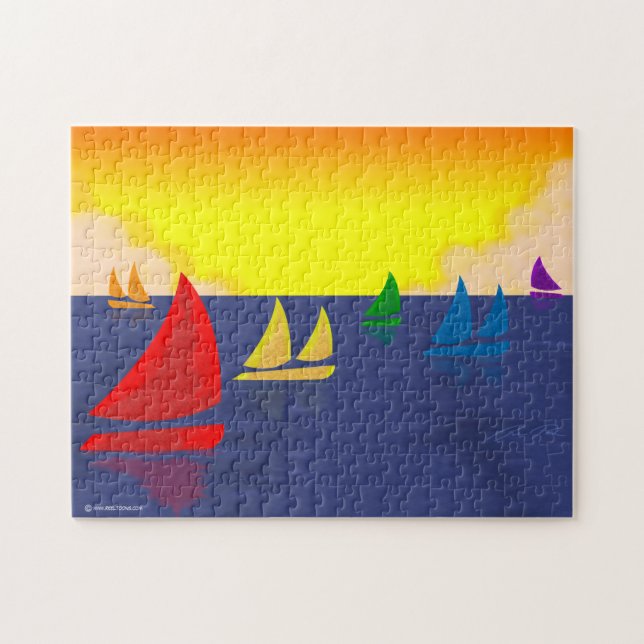 Rainbow Sailboats Puzzle (Horizontal)