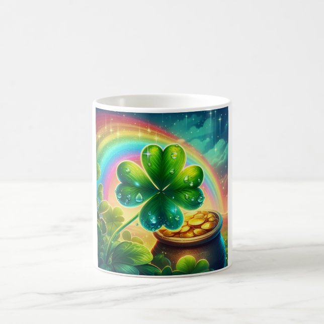 Rainbow Saint Patrick's Day clover Coffee Mug (Center)