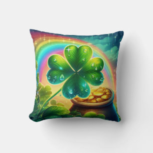 Rainbow Saint Patrick's Day clover Cushion