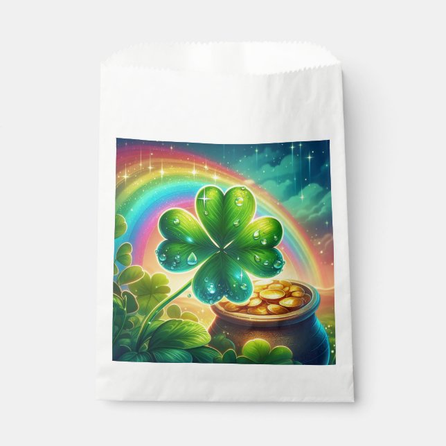 Rainbow Saint Patrick's Day clover Favour Bags (Front)