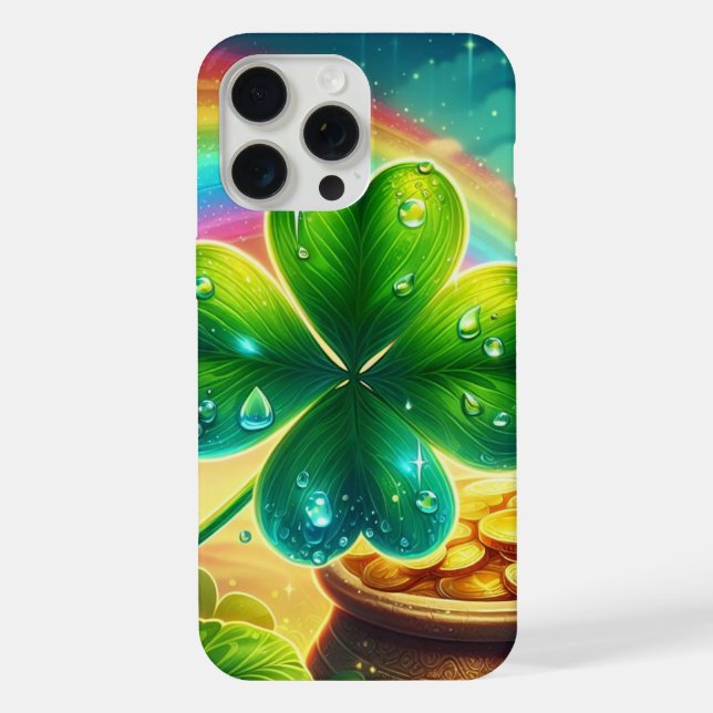 Rainbow Saint Patrick's Day clover iPhone Case (Back)