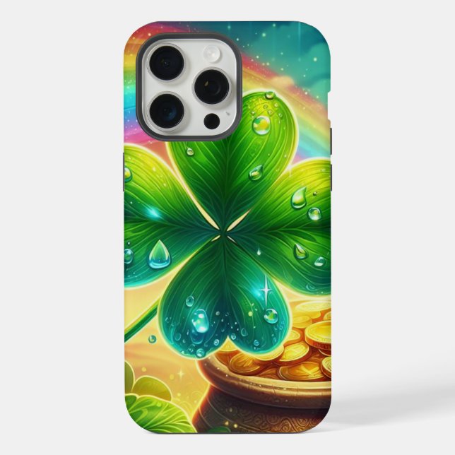 Rainbow Saint Patrick's Day clover iPhone Case (Back)