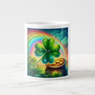 Rainbow Saint Patrick's Day clover Large Coffee Mug