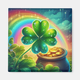 Rainbow Saint Patrick's Day clover Magnet
