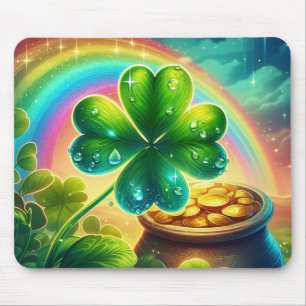 Rainbow Saint Patrick's Day clover Mouse Mat