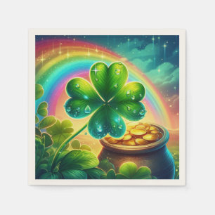 Rainbow Saint Patrick's Day clover Napkin