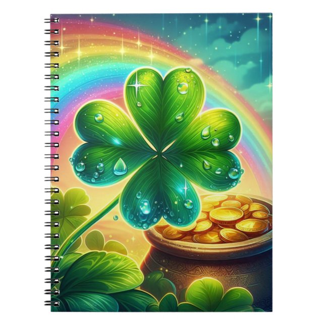 Rainbow Saint Patrick's Day clover Notebook (Front)