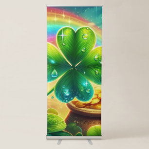 Rainbow Saint Patrick's Day clover Retractable Banner