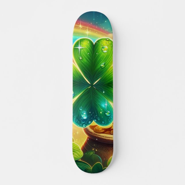 Rainbow Saint Patrick's Day clover Skateboard (Front)