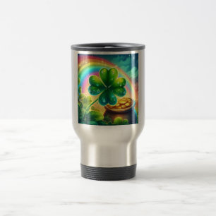 Rainbow Saint Patrick's Day clover Travel Mug