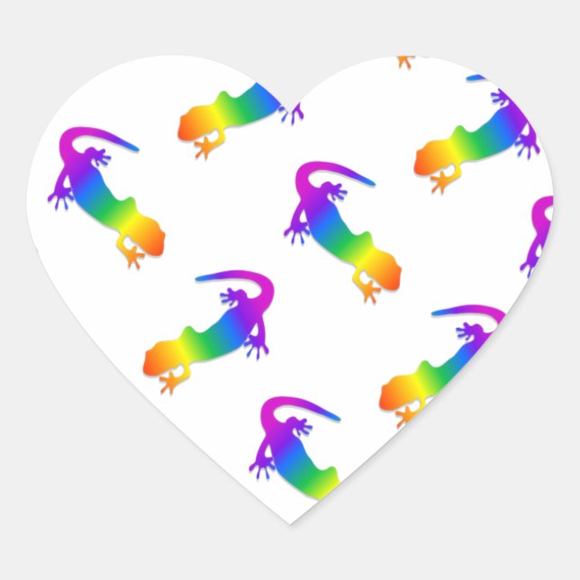 Rainbow Salamander Heart Sticker (Front)