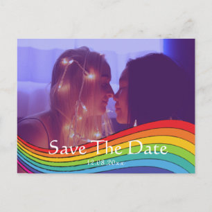Rainbow Same Gender Photo Wedding Save the Date Po Postcard