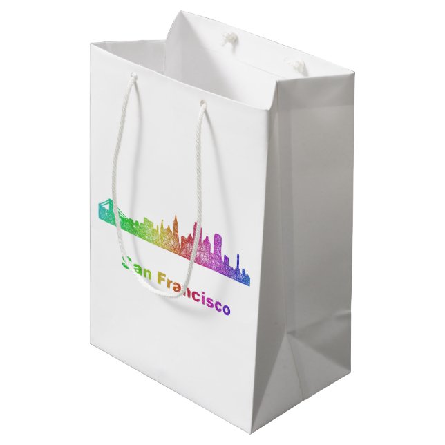 Rainbow San Francisco skyline Medium Gift Bag (Front Angled)