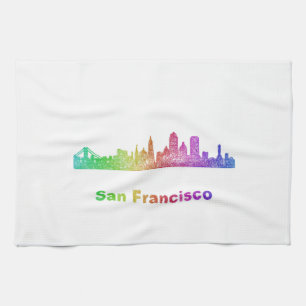 Rainbow San Francisco skyline Tea Towel