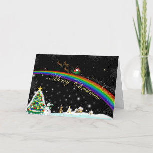 Rainbow Santa Christmas Card