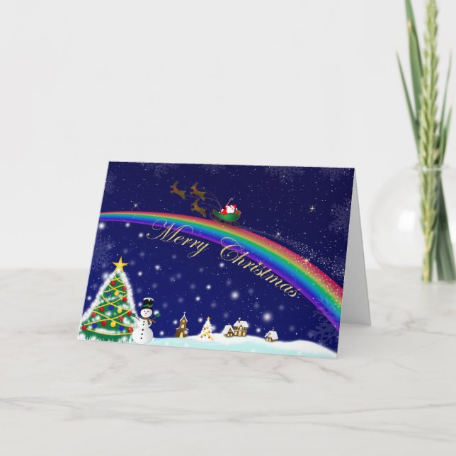 Rainbow Santa Christmas Card (Front)